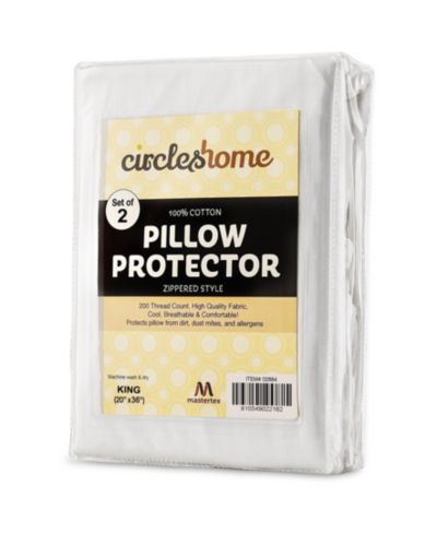 Наперсник для подушки Circles Home 100% Cotton Breathable с молнией, White (2 Pack)