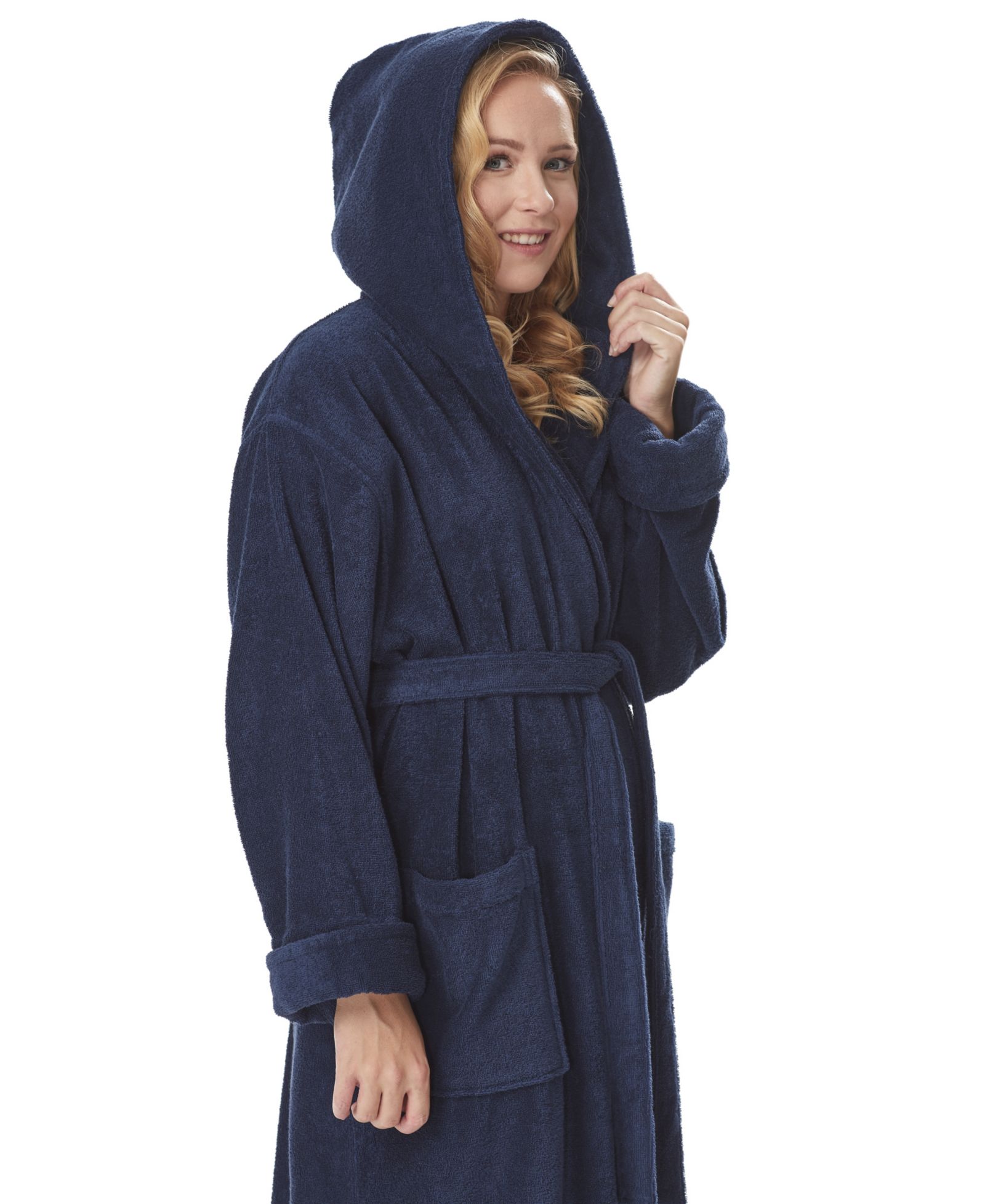 ARUS Women's Hooded Full Length GOTS Certified Organic Turkish Cotton Bathrobe