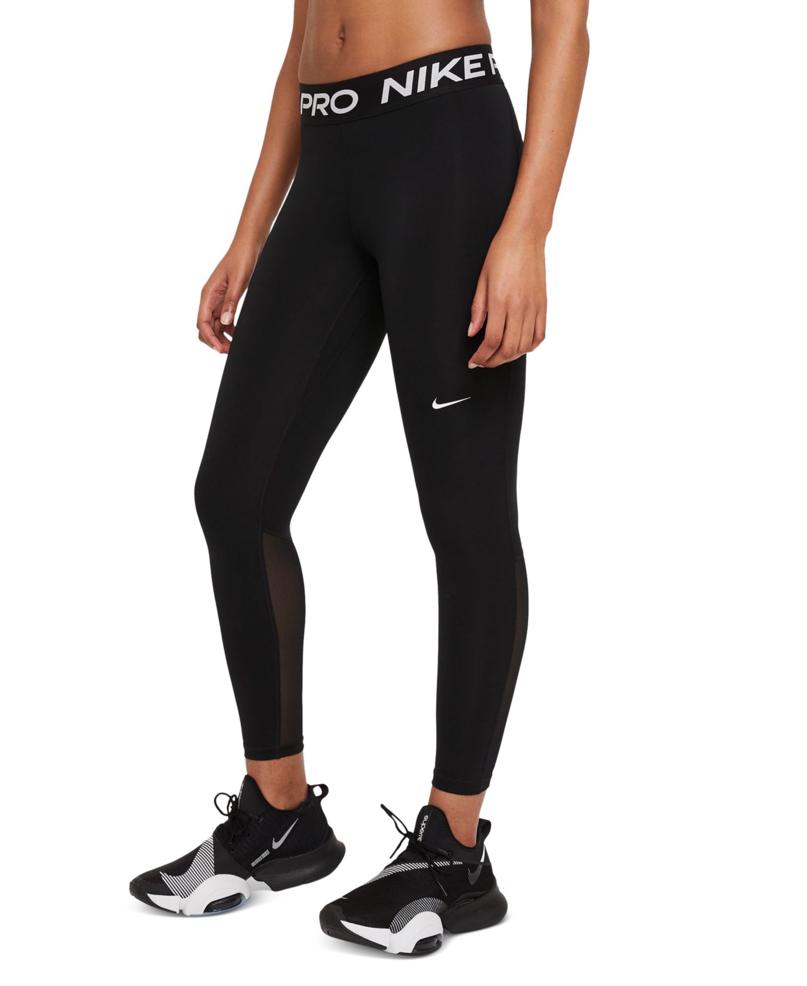 Nike Women's Pro Mid-Rise Mesh-Paneled Leggings