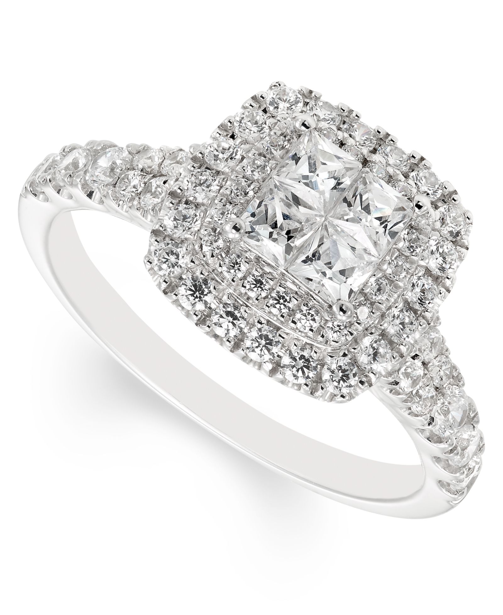 Помолвочное кольцо Diamond Princess Halo (1 ct. t.w.) в белом золоте 14k