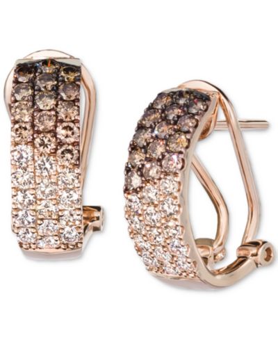 Серьги-кольца Le Vian® Ombré Chocolate Diamond & Nude Diamond (1-1/4 ct. t.w.) Omega в 14k Rose Gold, White Gold или Yellow Gold