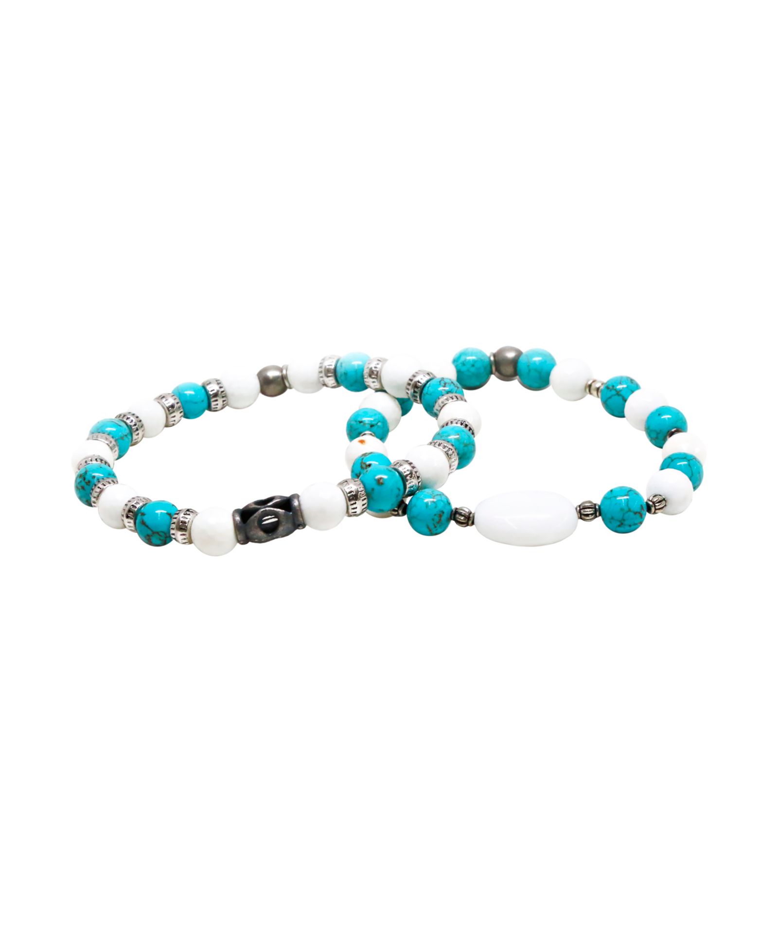 Браслет MR ETTIKA Turquoise and Howlite Beaded Elastic, набор из 2 шт.
