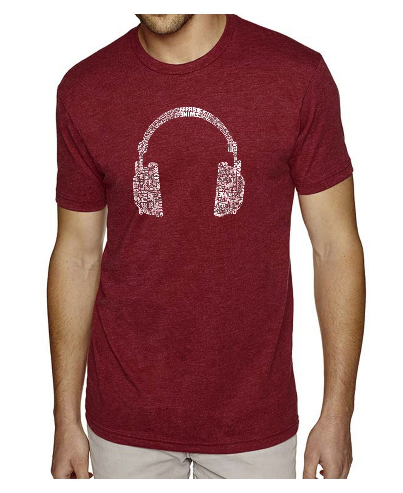 Мужская футболка LA Pop Art Cotton/Poly Blend Word Art - Headphones