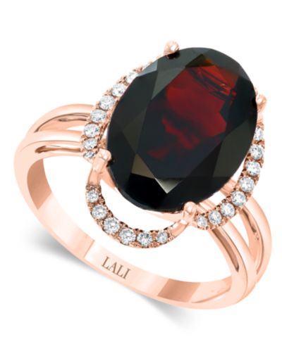 LALI Jewels Кольцо Statement с гранатом и бриллиантами в розовом золоте 14k