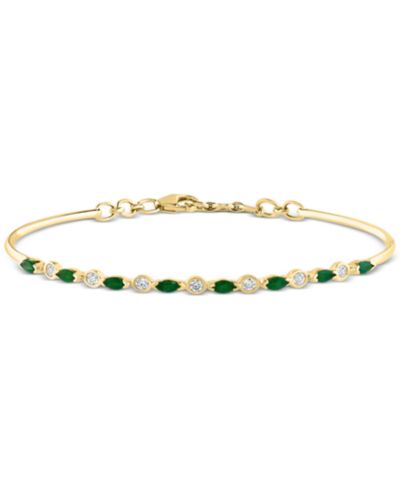 LALI Jewels Gemstone (3/4 ct. t.w.) & Diamond (1/5 ct. t.w.) Tennis Bracelet in 14k White Gold (Also in Rose Gold and Yellow Gold)