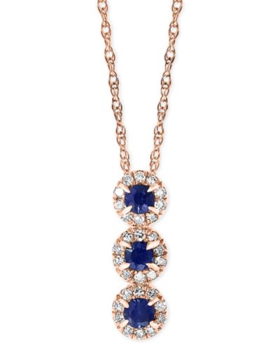 LALI Jewels подвеска с сапфиром и бриллиантами в розовом золоте 18"