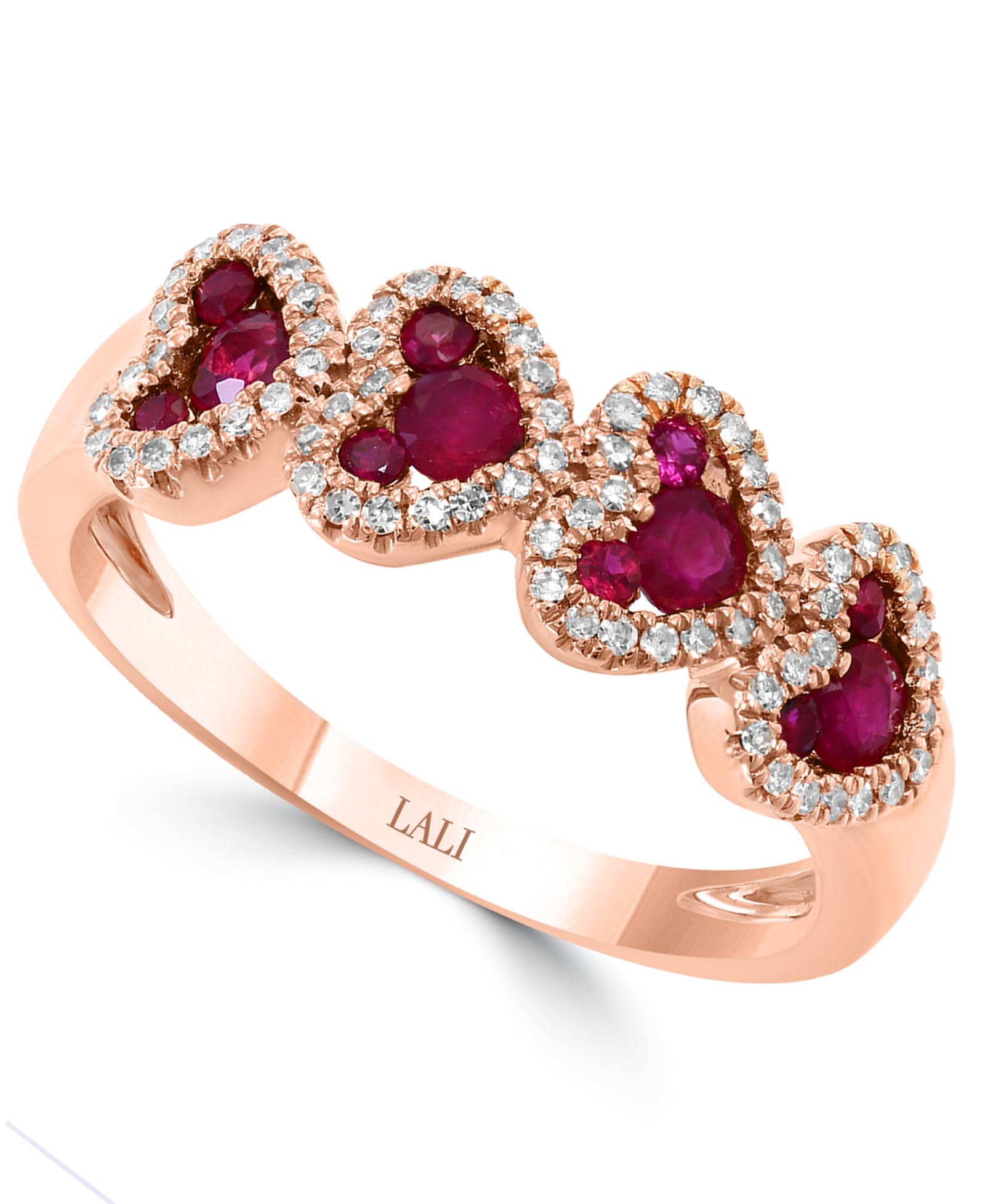 LALI Jewels Кольцо с рубином (5/8 ct. t.w.) и бриллиантом (1/5 ct. t.w.) в сердце, 14k розовое золото