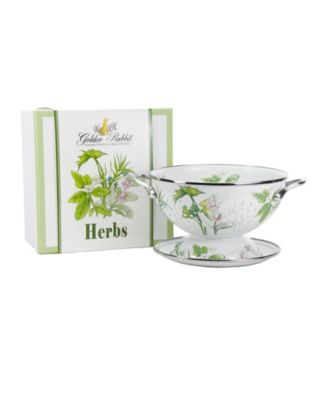 Golden Rabbit Herbs Enamelware 2-Piece Giftboxed Colander
