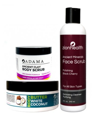 Набор Zion Health Selfish Me Kit: Black Cherry Face Scrub 8 oz + Vanilla Coconut Body Scrub 4 oz + White Coconut Body Butter 4oz