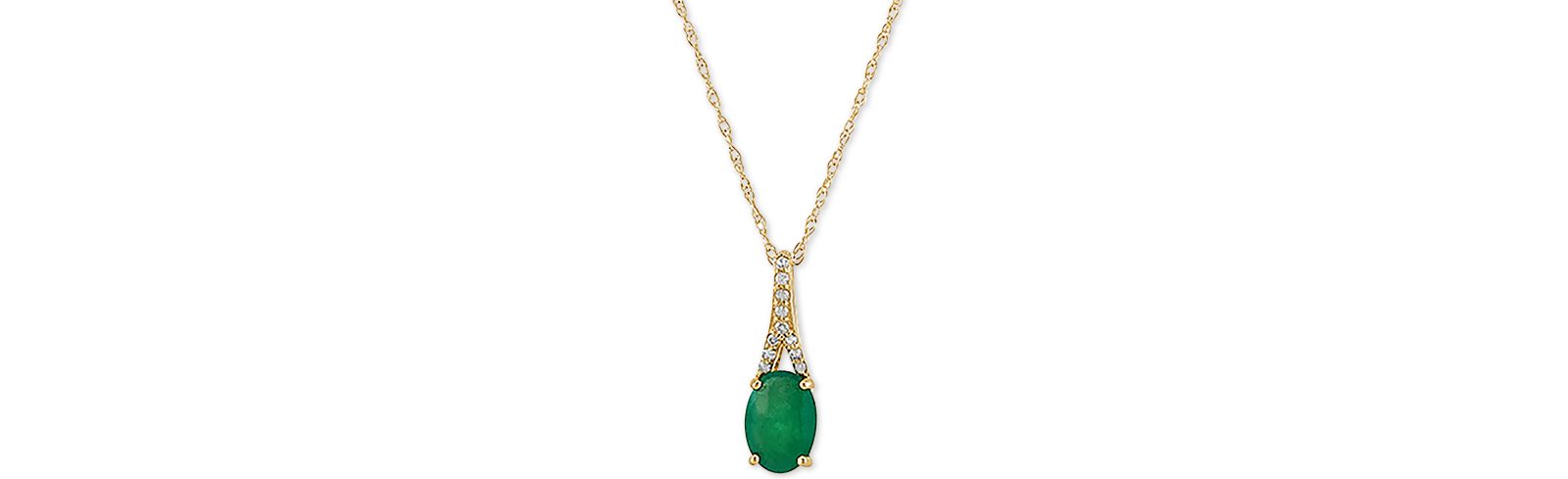 Emerald (7/8 ct. t.w.) & Diamond (1/20 ct. t.w.) 18" Pendant Necklace in 10k Gold