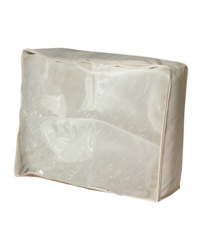 Household Essentials Canvas Blanket Storage Bag, 3 Sided Zipper with Clear Windowed Top