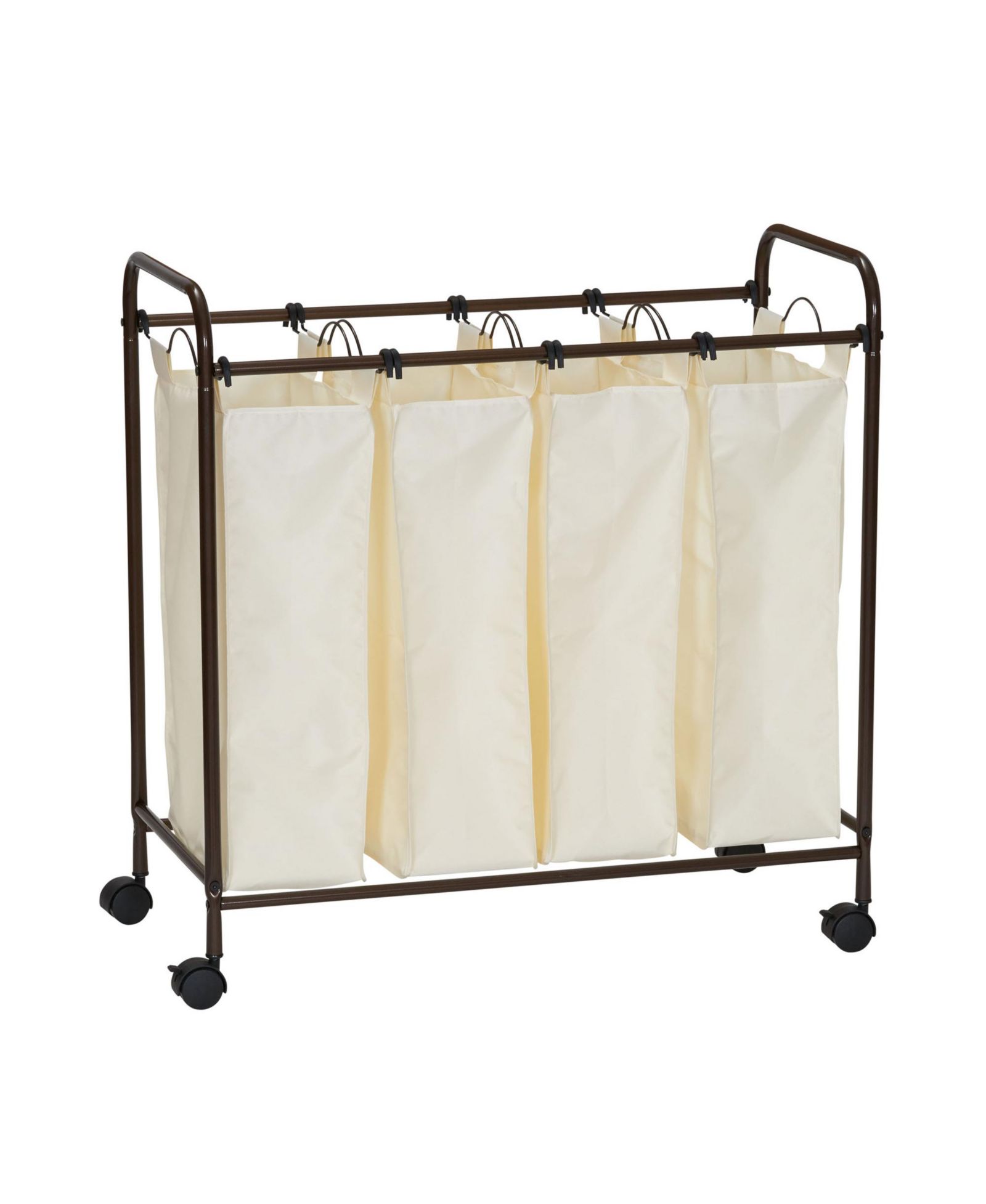 Household Essentials Rolling Laundry Sorter, 4 Bag Laundry Sorter Cart