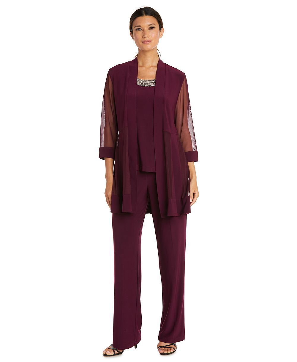 R & M Richards Petite 2-Piece Jacket Top & Pants Set