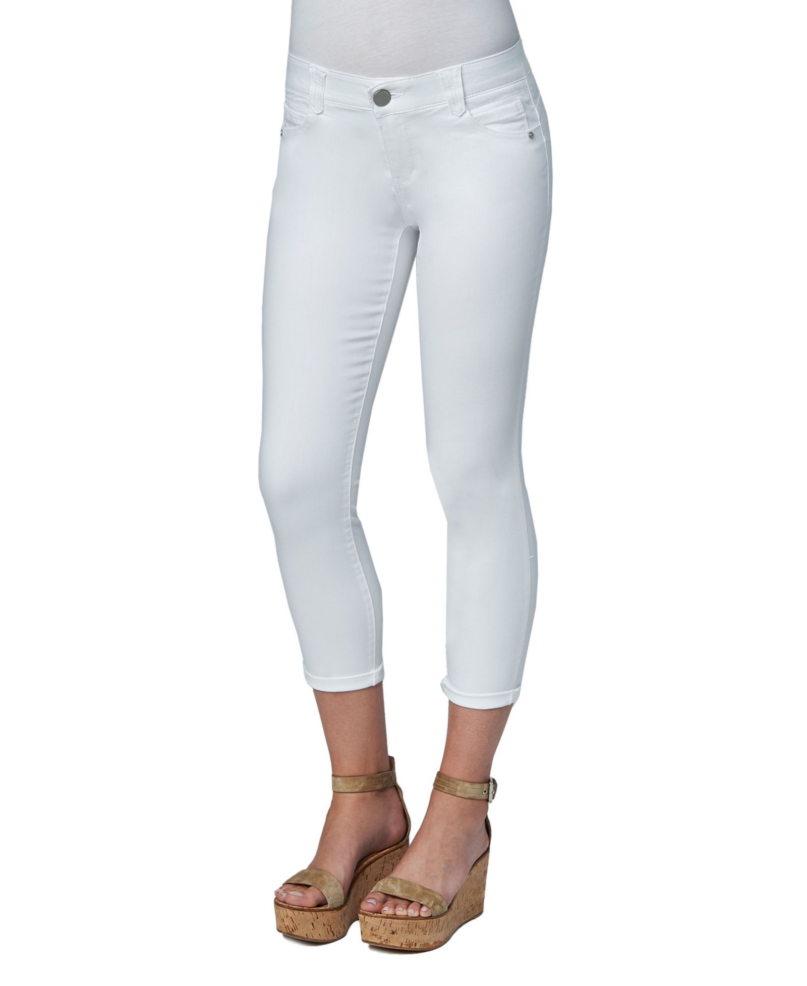 Democracy Women's "Ab" Solution Mid-Rise Ankle White Skimmer Jeans