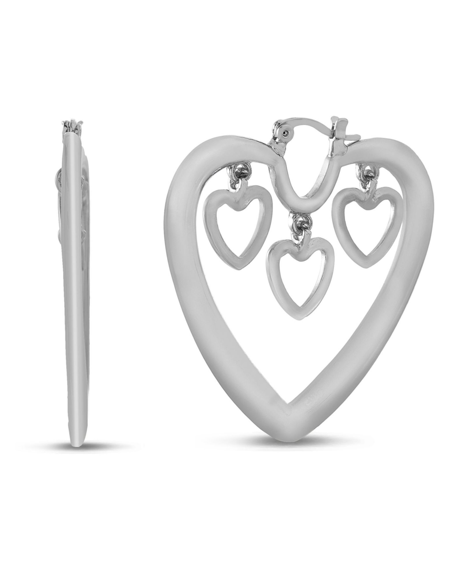 Серьги-кольца Kensie Dangle Heart Hoop Wire