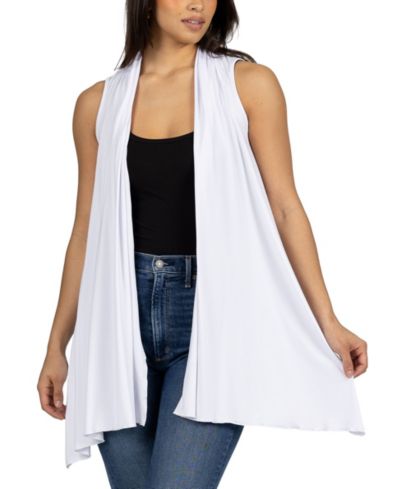 24seven Comfort Apparel Draped Open Front Sleeveless Cardigan Vest