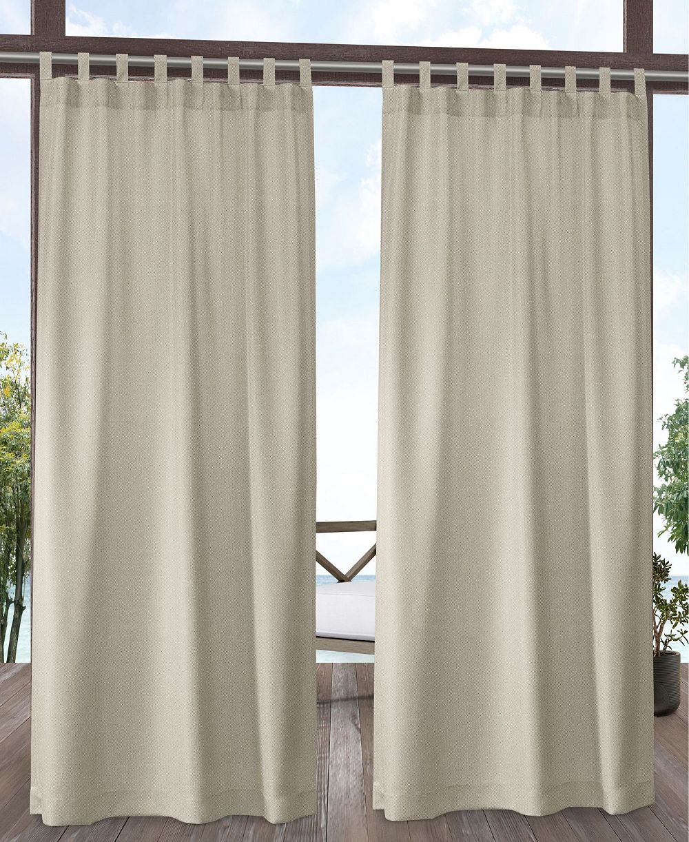 Exclusive Home Curtains Biscayne Indoor - Outdoor Two Tone Textured Grommet Top Curtain Panel Pair, 54" x 120"