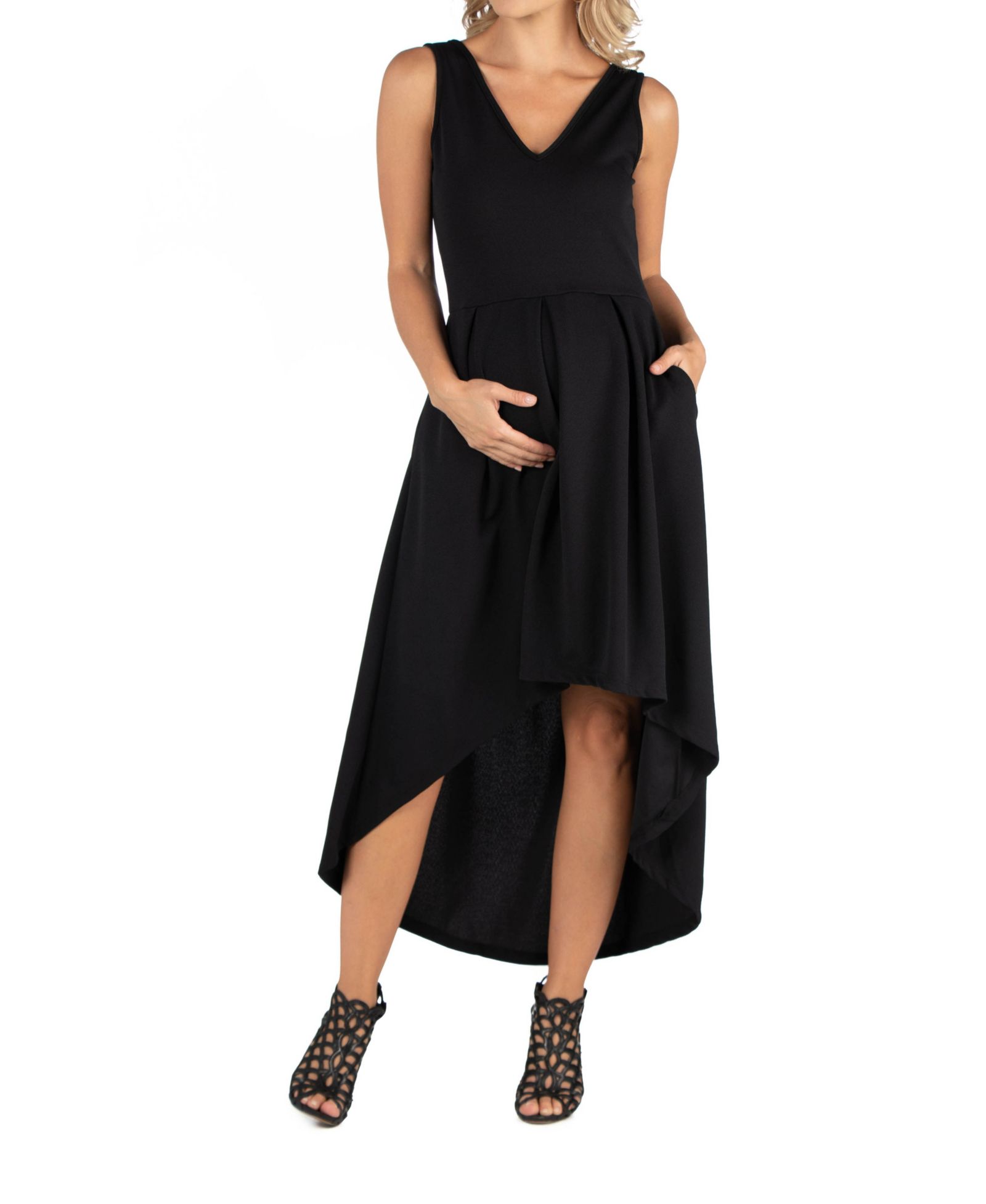 Женское беременное платье 24seven Comfort Apparel Sleeveless Fit and Flare High Low