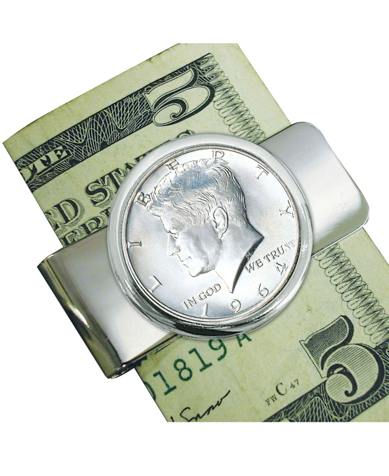 Мужской зажим для денег American Coin Treasures 1964 Silver JFK Half Dollar