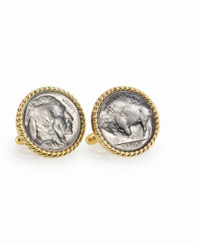 Запонки American Coin Treasures Buffalo Nickel Rope Bezel Coin
