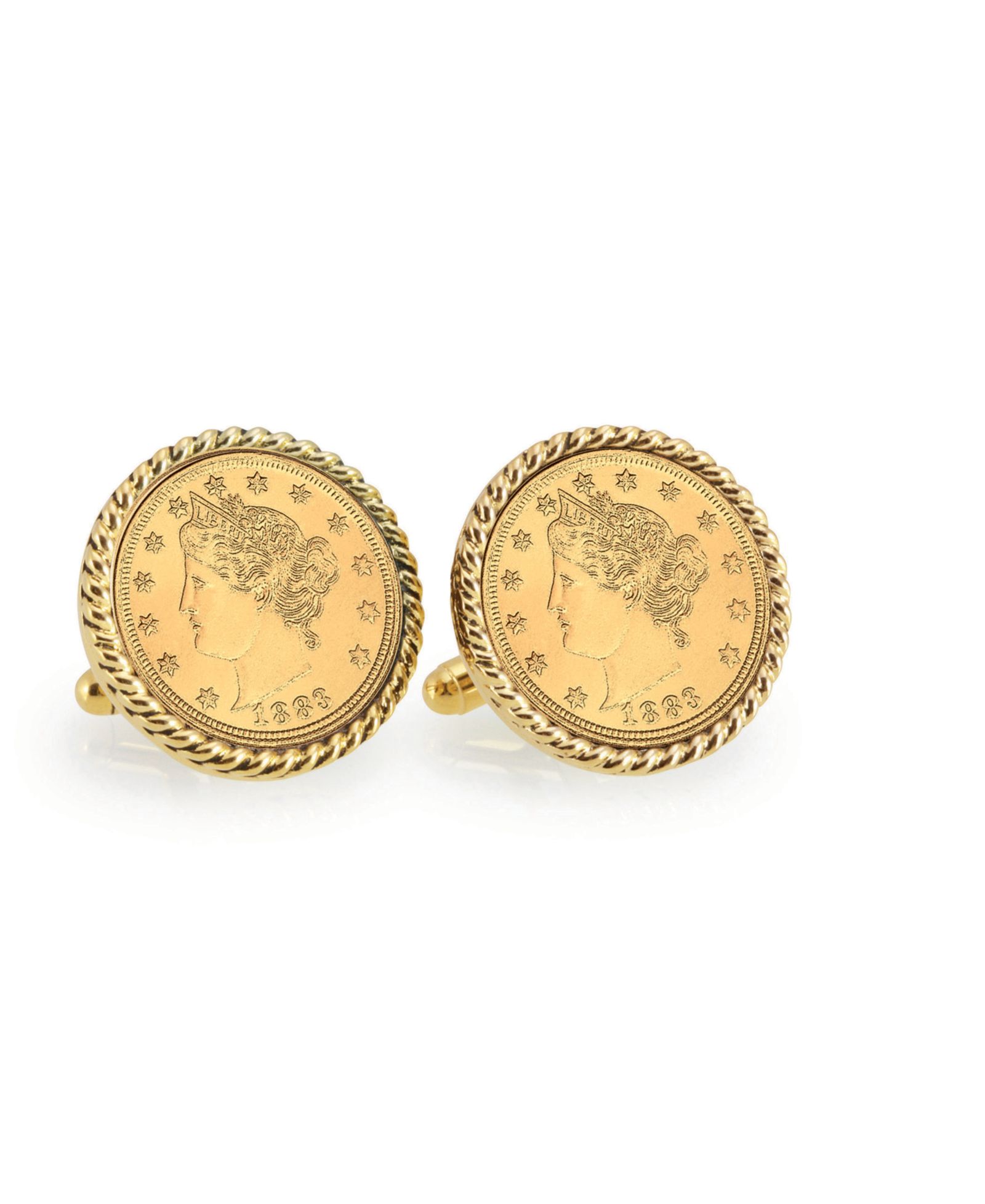 Запонки American Coin Treasures Gold-Layered Liberty Nickel Rope Bezel Coin