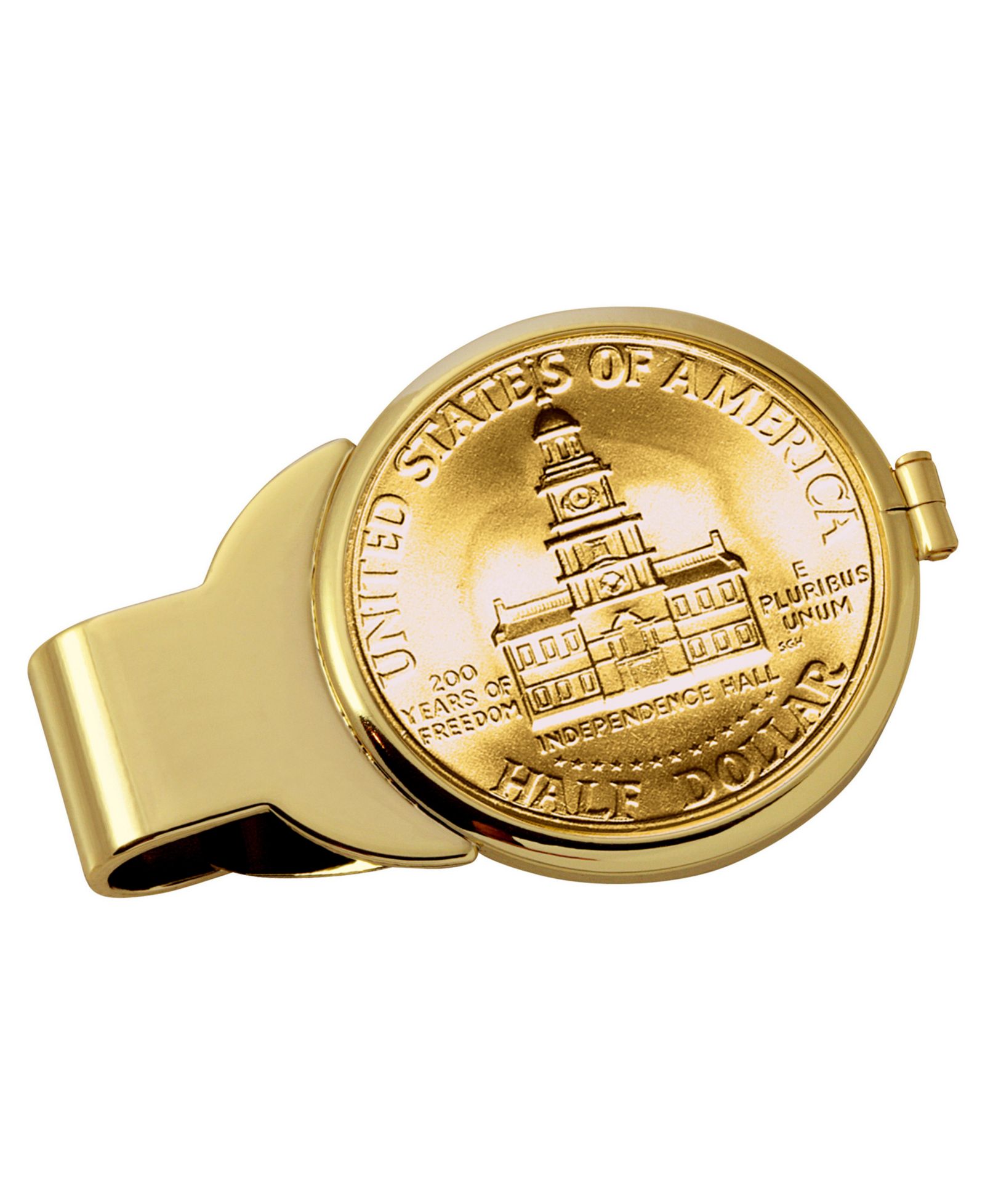 Зажим для денег American Coin Treasures Men's American Coin Treasures Gold-Layered JFK Bicentennial Half Dollar Coin Money Clip