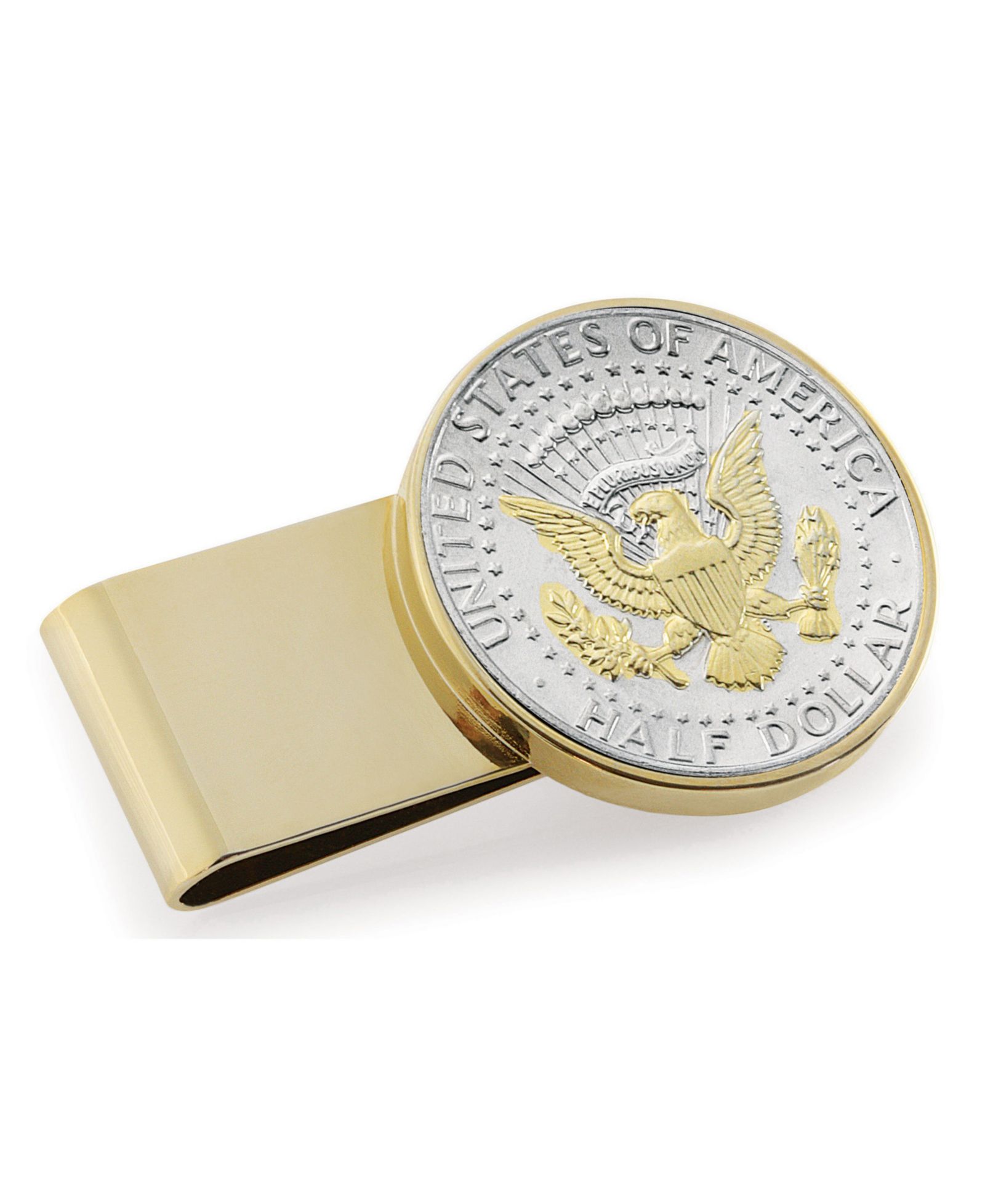Men's American Coin Treasures Selectively Gold-Layered Presidential Seal JFK Half Dollar Stainless Steel Coin Money Clip