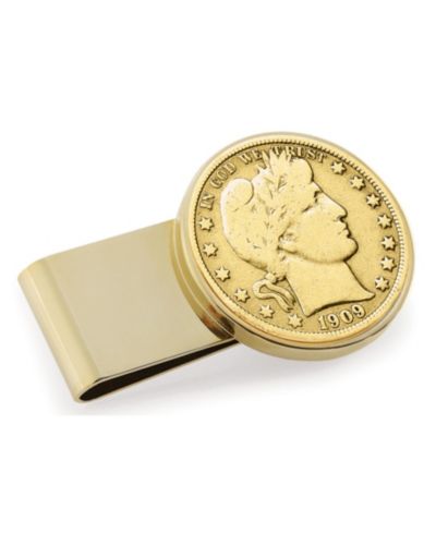 Мужской зажим для денег American Coin Treasures Gold-Layered Silver Barber Half Dollar Stainless Steel