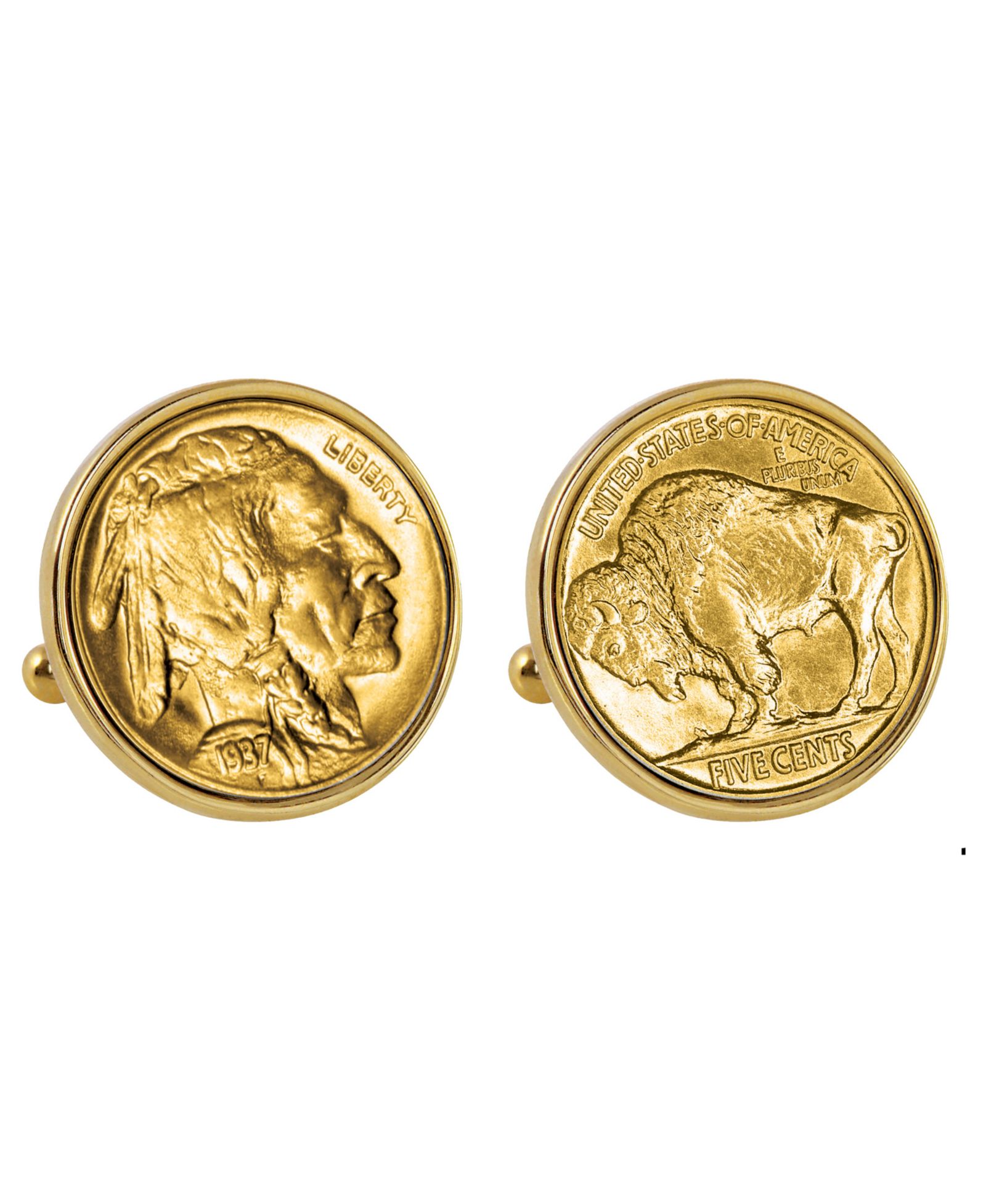 American Coin Treasures запонки с золотым напылением Buffalo Nickel