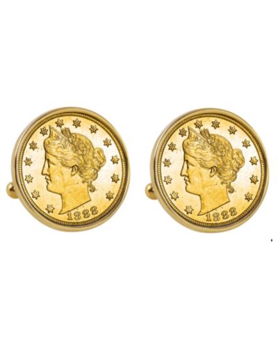 American Coin Treasures запонки с монетой Liberty Nickel 1800's Gold-Layered