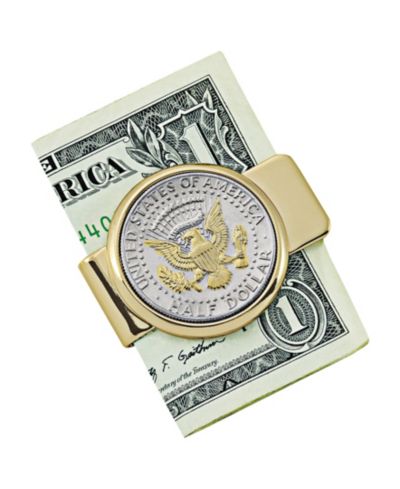 Men's American Coin Treasures Selectively Gold-Layered Presidential Seal JFK Half Dollar Coin Money Clip