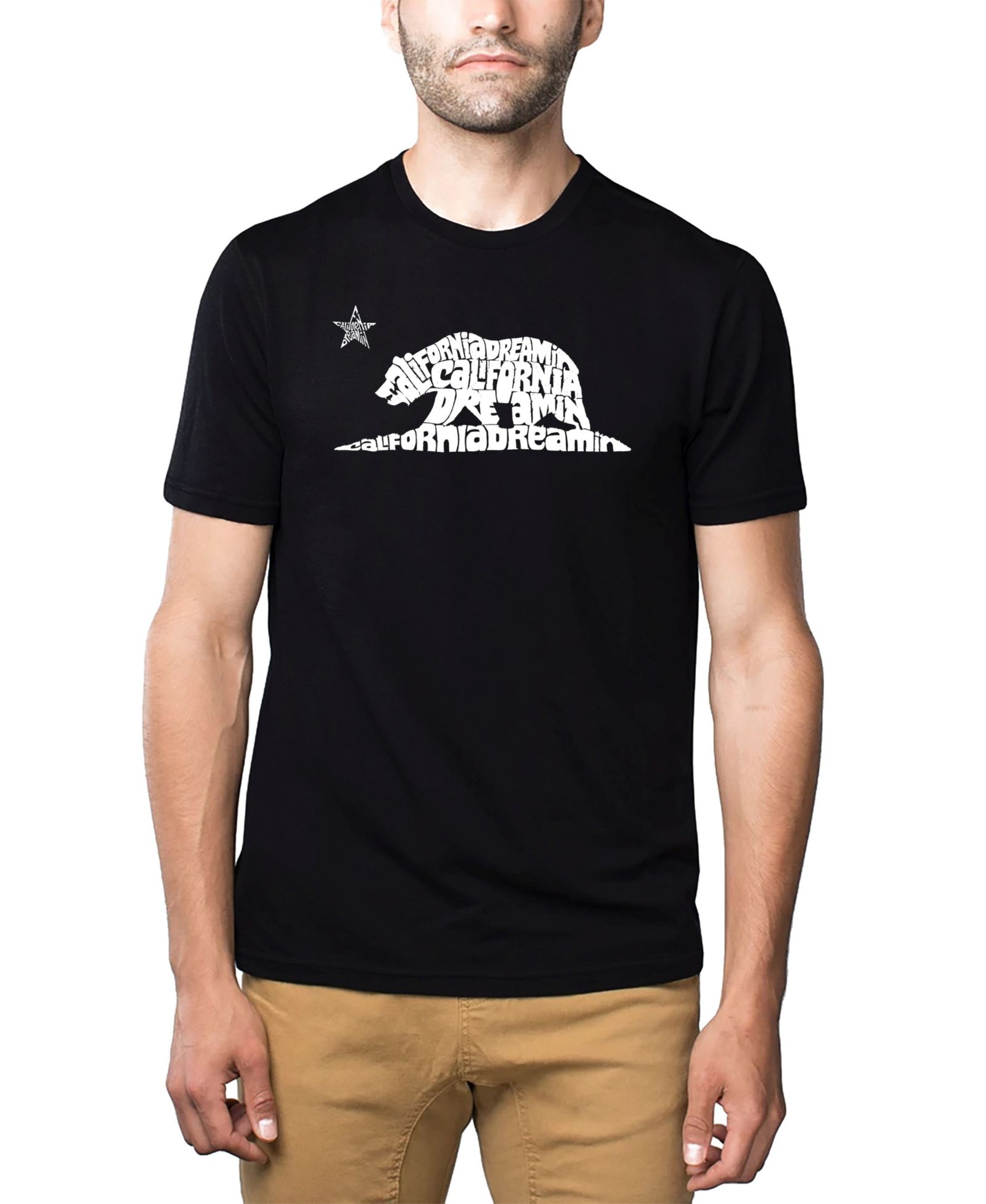 LA Pop Art Men's Cotton/Poly Blend Word Art T-Shirt - California Dreamin'