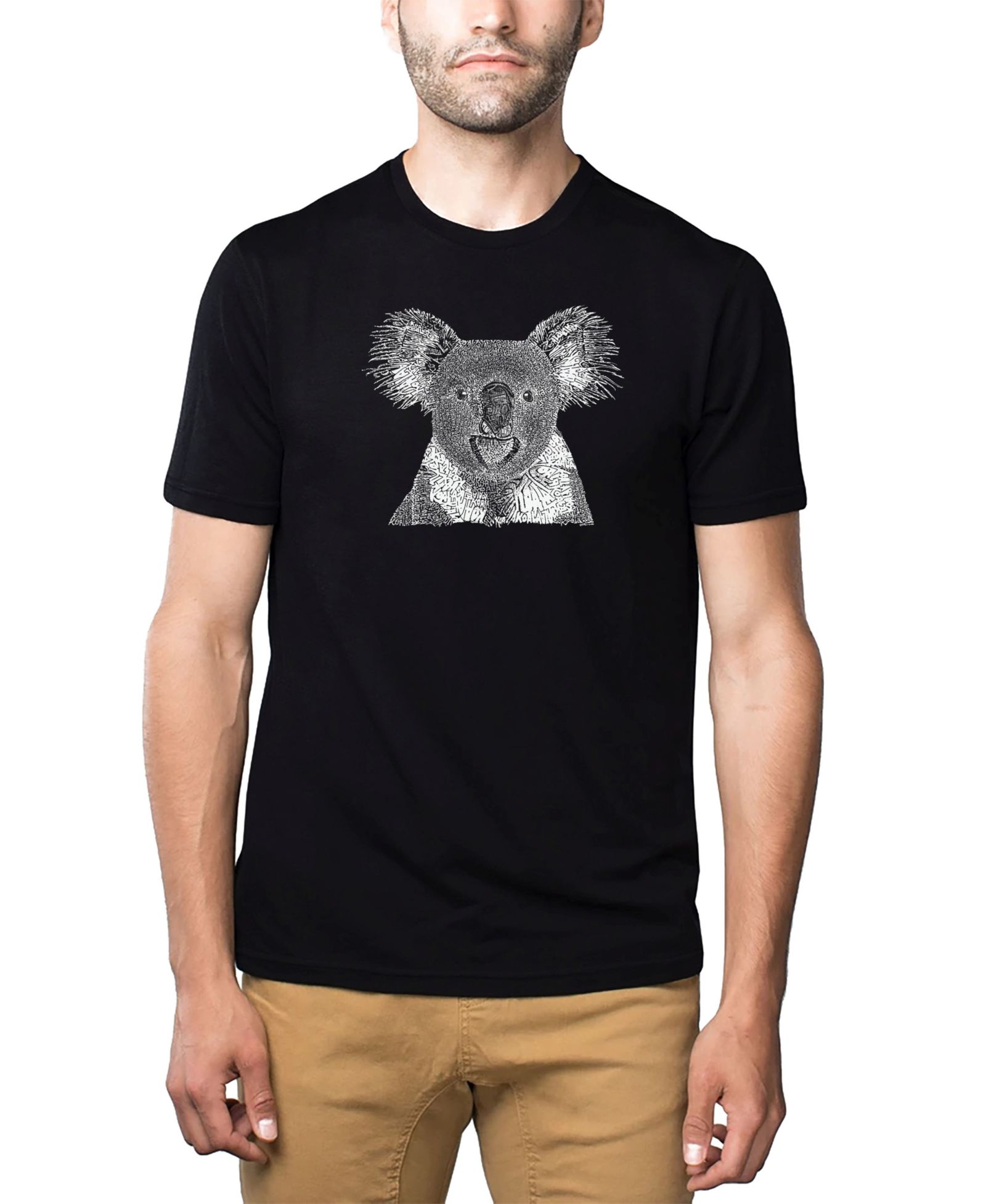 LA Pop Art Men's Cotton/Poly Blend Word Art T-shirt - Koala