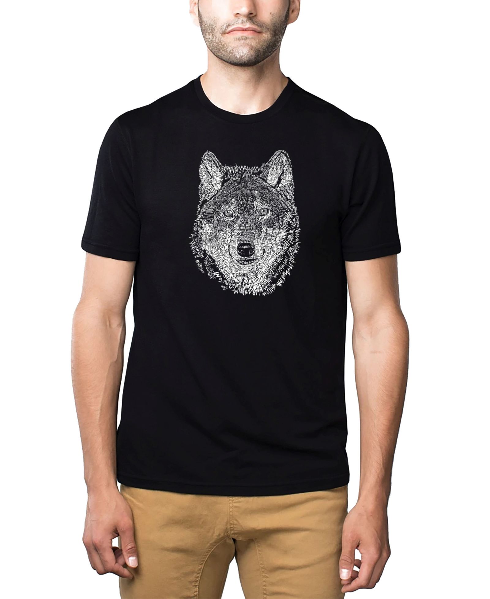 LA Pop Art Men's футболка из смеси хлопка и полиэстера с принтом Wolf
