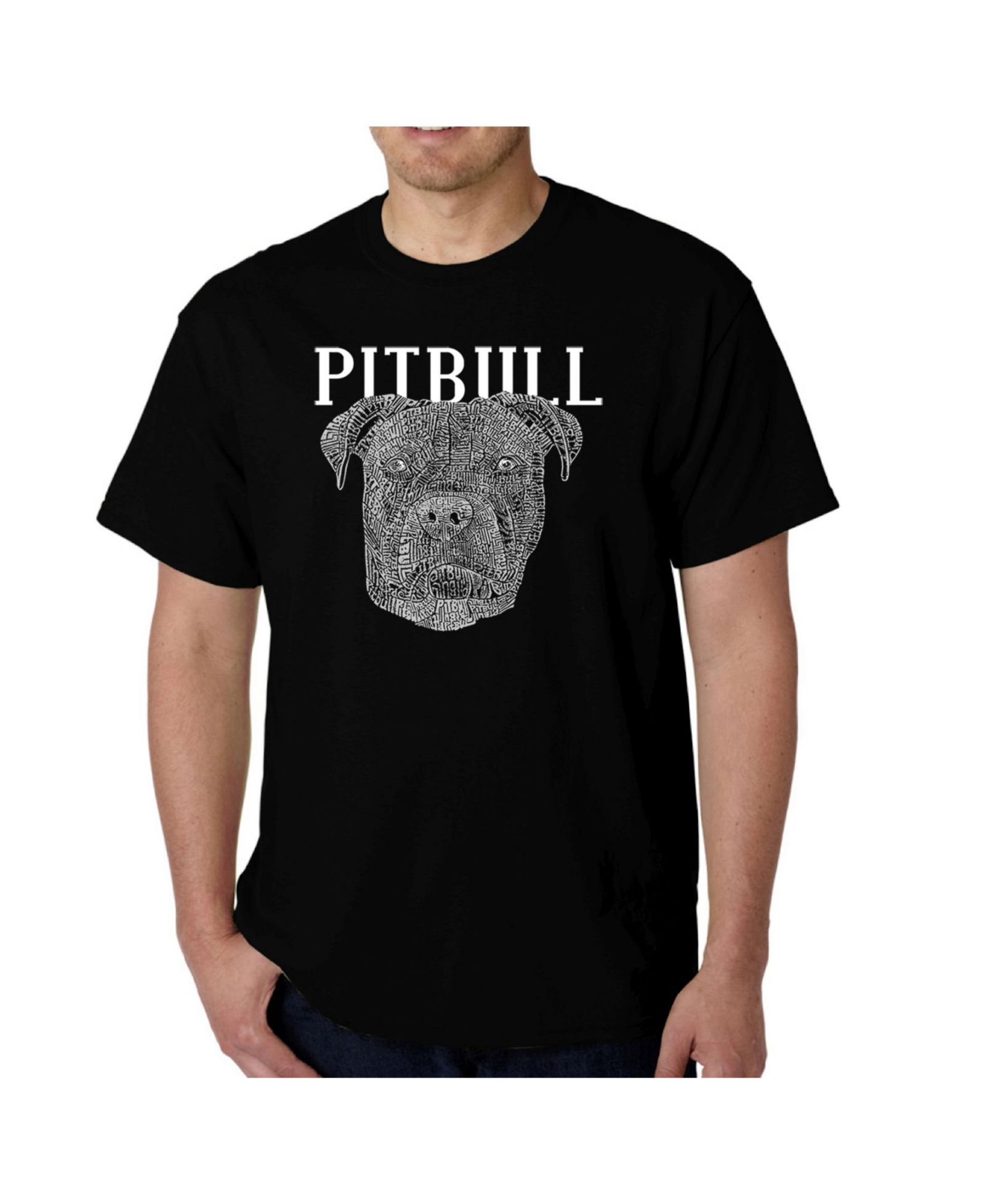 LA Pop Art Men's Word Art - Pitbull Face T-Shirt