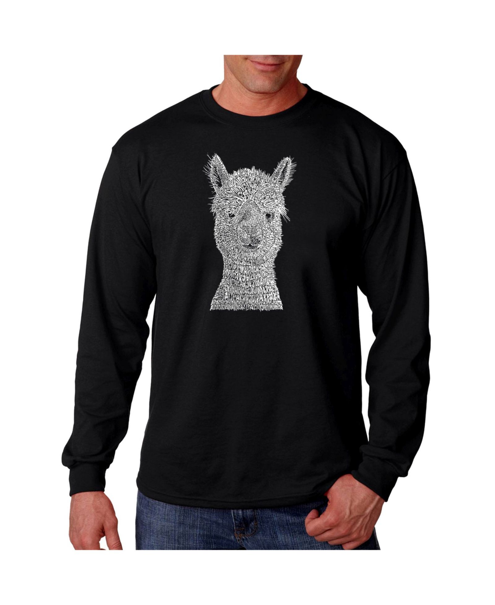 LA Pop Art Men's Word Art - Alpaca Long Sleeve T-Shirt