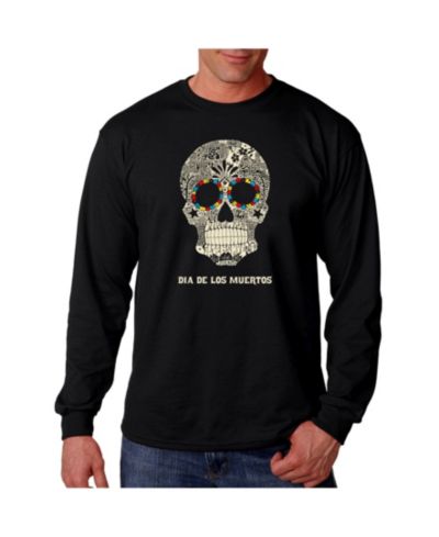 Футболка с длинным рукавом LA Pop Art Men's Word Art - Dia De Los Muertos
