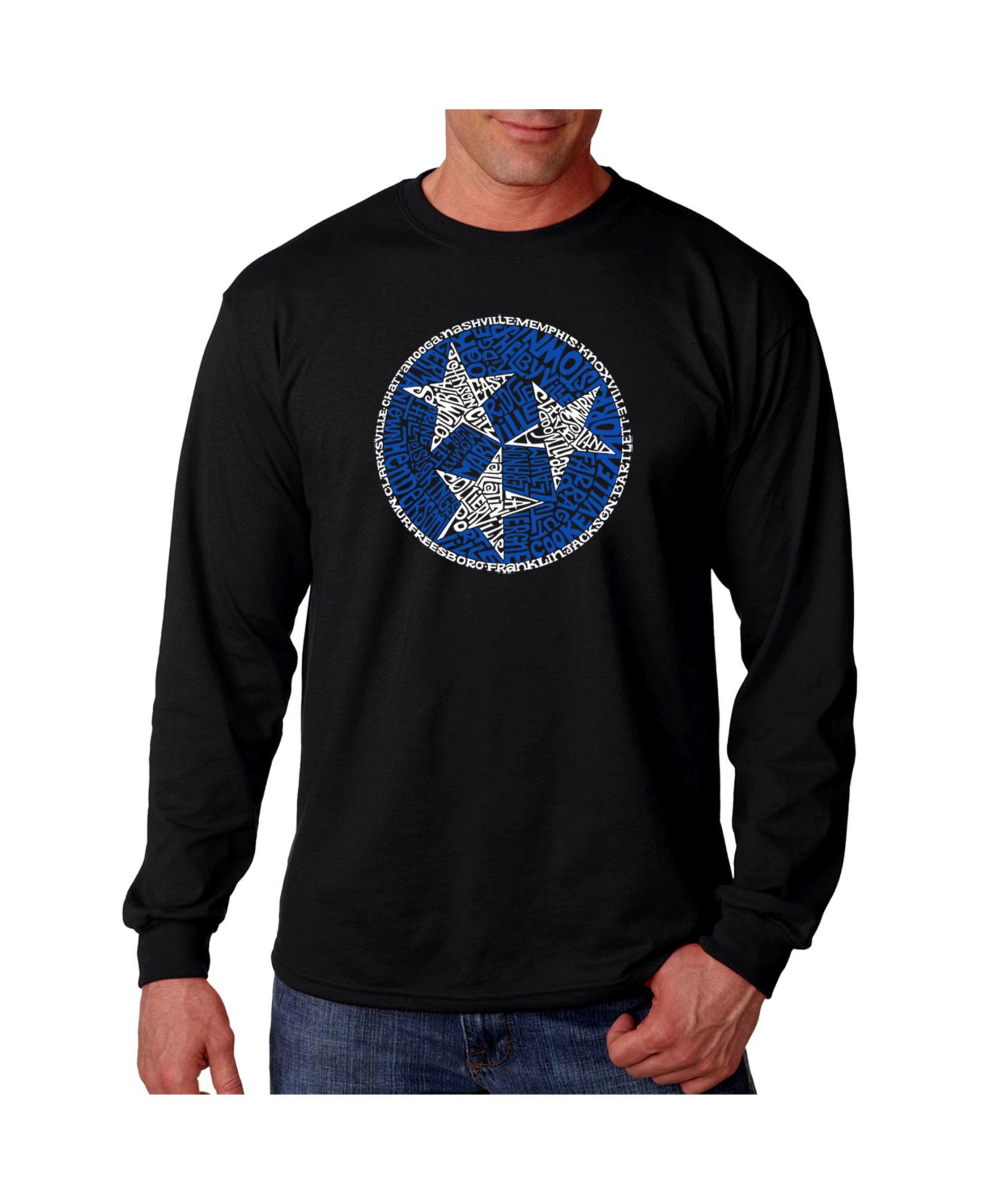 LA Pop Art Men's Word Art - Tennessee Tristar Long Sleeve T-Shirt