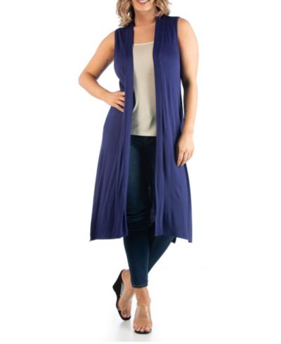 24seven Comfort Apparel Plus Size Asymmetric Open Front Cardigan Sweater