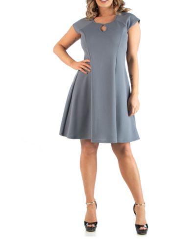 24seven Comfort Apparel Plus Size Keyhole Neck Dress