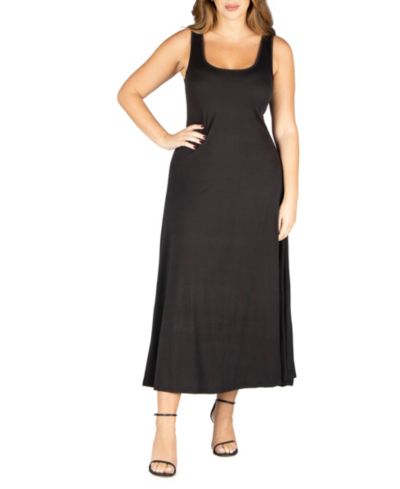 24seven Comfort Apparel Plus Size Simple A-line Tank Maxi Dress