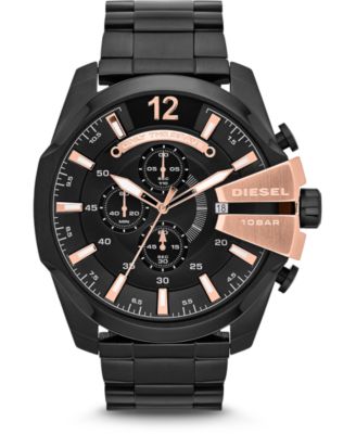 Diesel Мужские часы Chronograph Mega Chief, черный корпус из нержавеющей стали, 51x59mm