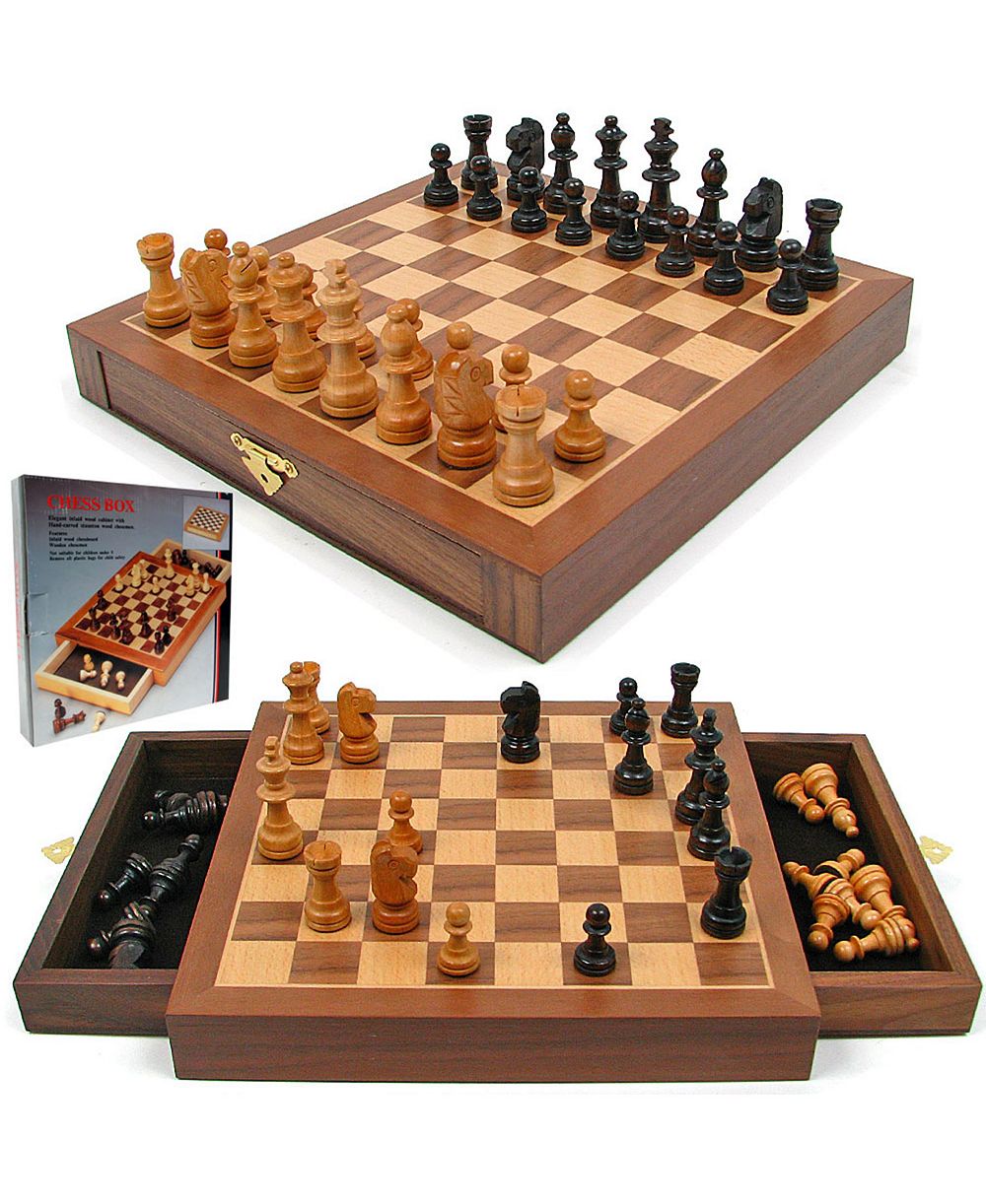 Шахматы Trademark Games Inlaid Walnut Style Magnetized Wood Wstaunton