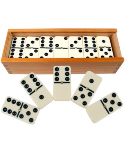 Trademark Global Double-Six Dominoes Wood Case Set of 28, Ages 6+