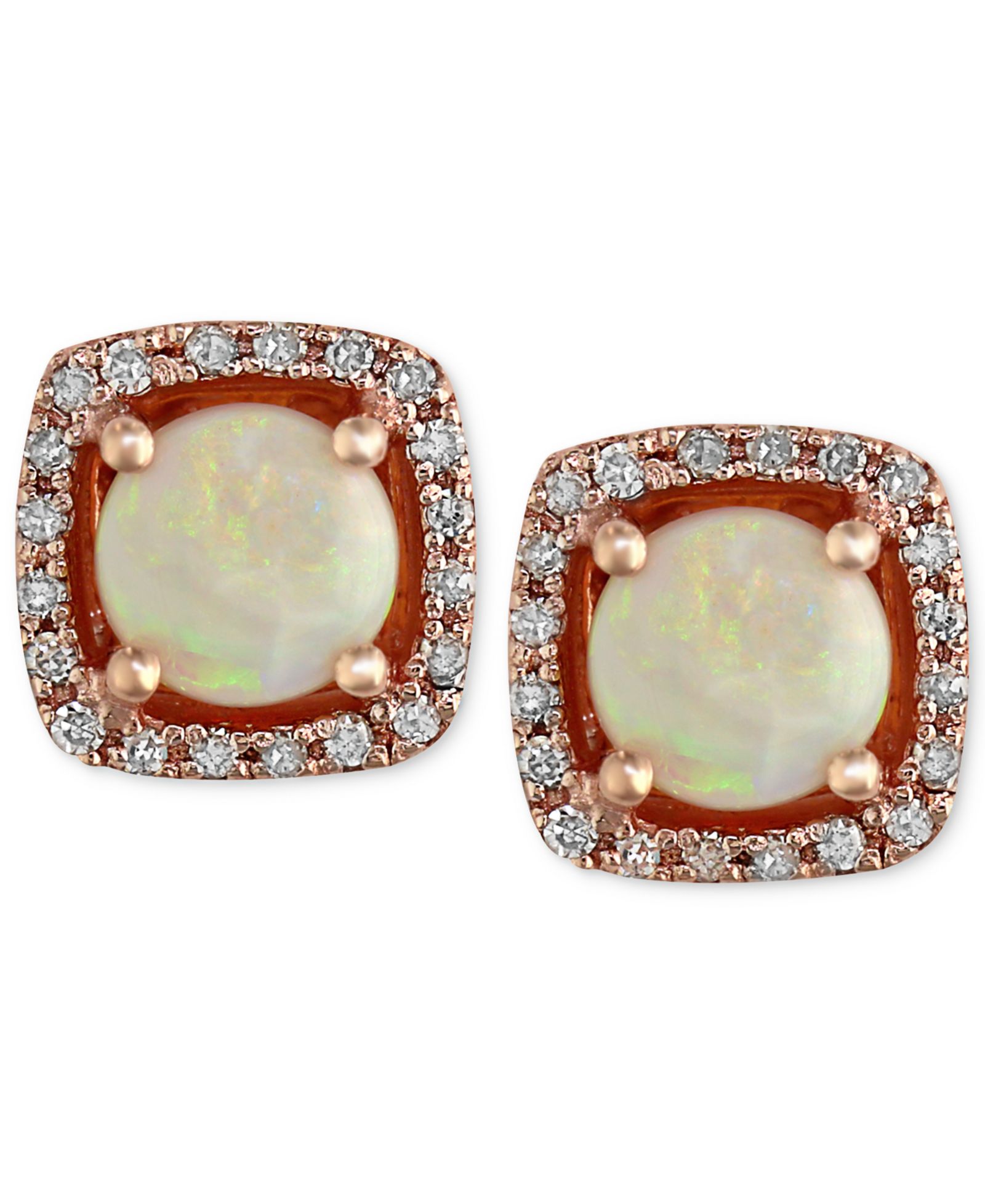 EFFY® Opal (3/4 ct. t.w.) and Diamond (1/8 ct. t.w.) Stud Earrings in 14k Rose Gold
