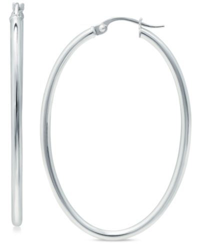Giani Bernini Medium Oval Skinny Hoop Earrings in 18K Gold-Plated Sterling Silver, or Sterling Silver, 1-5/8", Created for Macy's