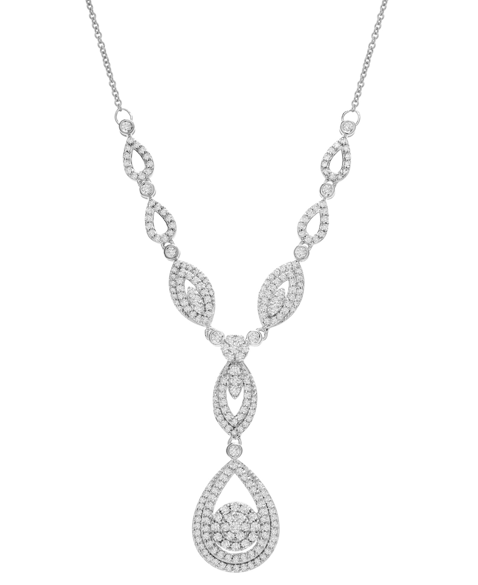 Wrapped in Love™ Diamond Double Drop Pendant 17"  in 14k White Gold or 14k Yellow Gold (1-1/2 ct. t.w.), Created for Macy's