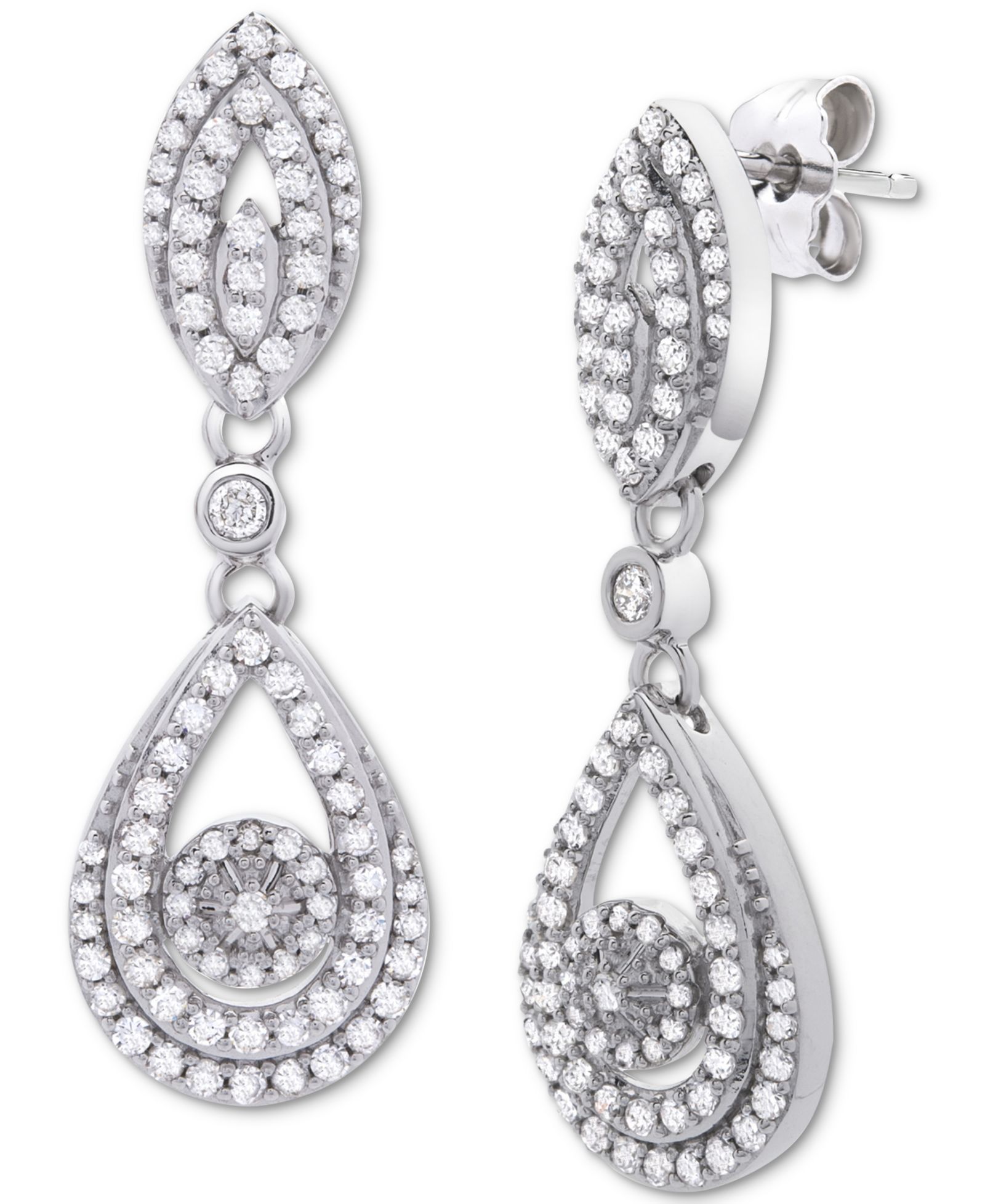 Wrapped in Love™ Diamond Dangling Drop Earrings in 14k White Gold or 14k Yellow Gold  (1 ct. t.w.), Created for Macy's