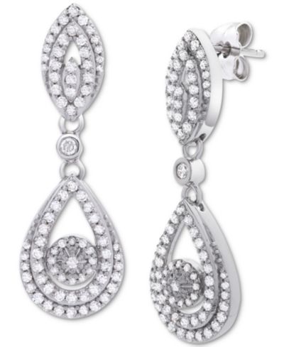 Wrapped in Love™ Diamond Dangling Drop Earrings in 14k White Gold or 14k Yellow Gold  (1 ct. t.w.), Created for Macy's