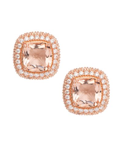 Серьги-гвоздики с имитацией морганита и покрытием Rose Gold